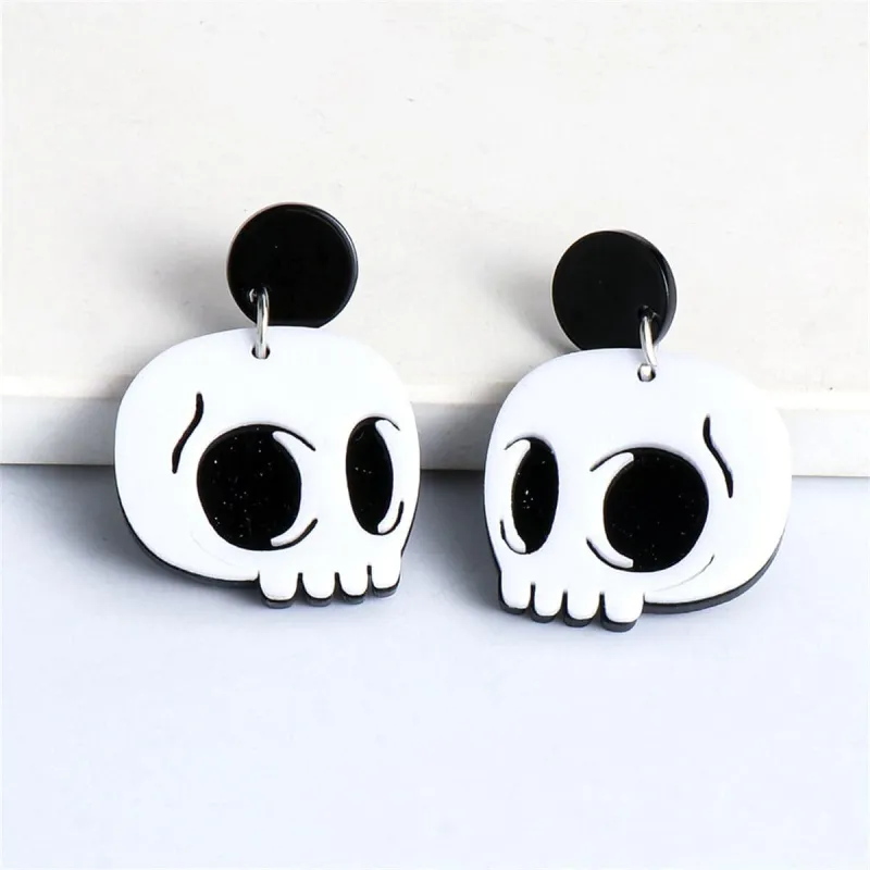 White Acrylic & Silvertone Skull Drop Earrings made by Zulily