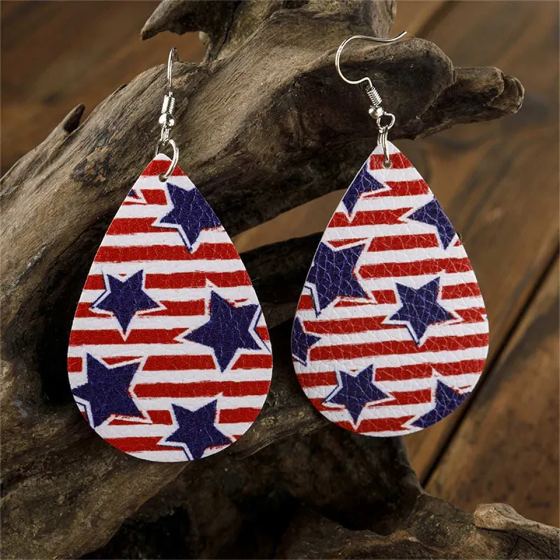 White & Red Polystyrene Starry Stripes Teardrop Drop Earrings made by Zulily
