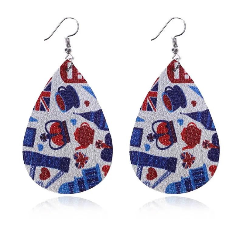 White & Red Polystyrene Anglophile Teardrop Drop Earrings made by Zulily