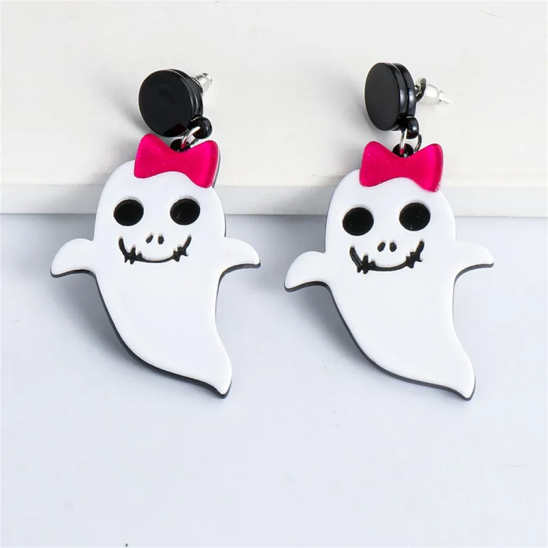 White Acrylic & Silvertone Bow Ghost Drop Earrings made by Zulily