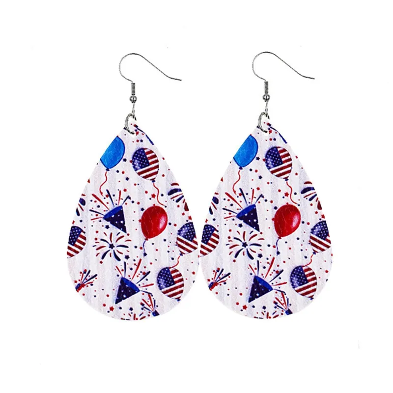 White & Red Polystyrene Celebration Teardrop Drop Earrings made by Zulily
