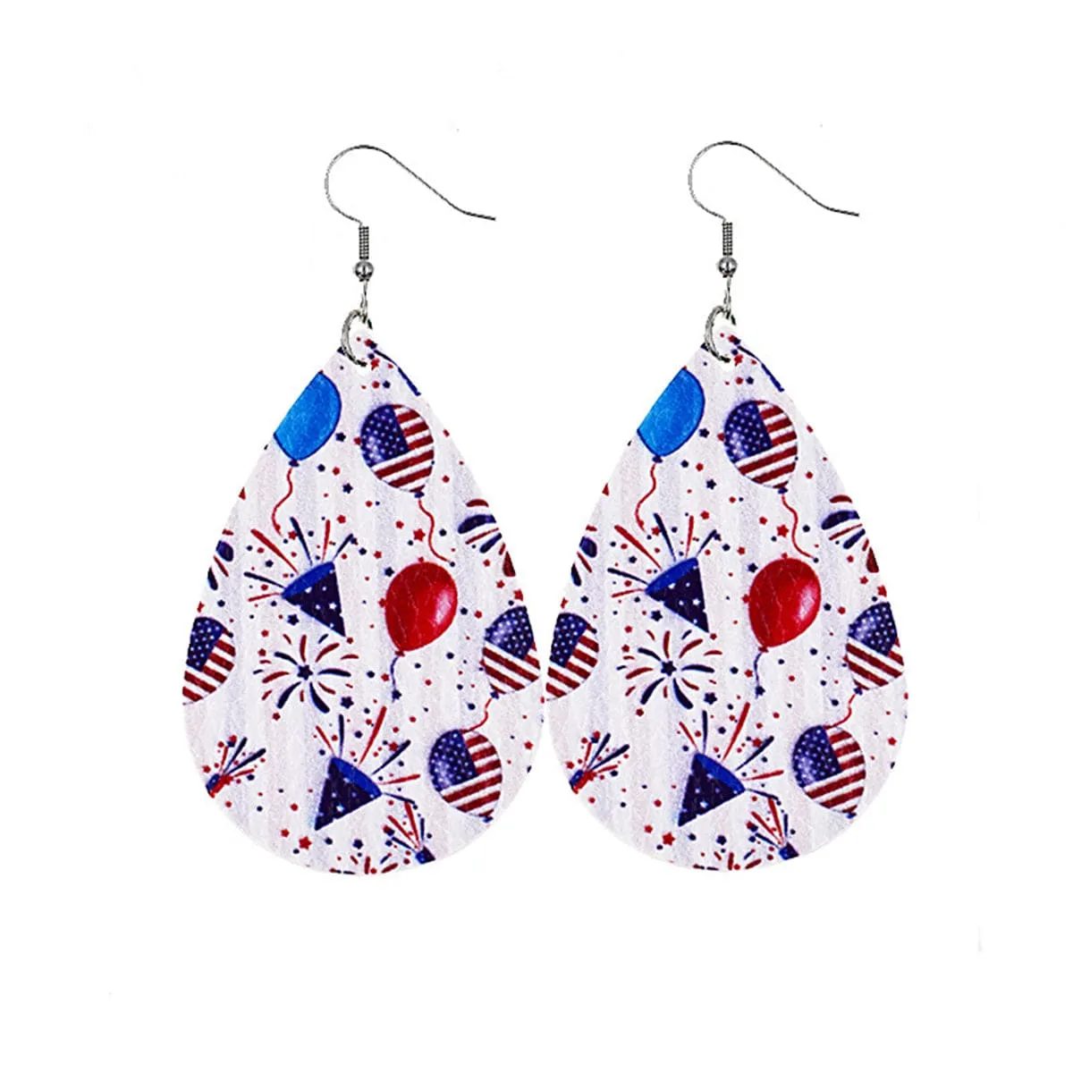 White & Red Polystyrene Celebration Teardrop Drop Earrings sold by Zulily