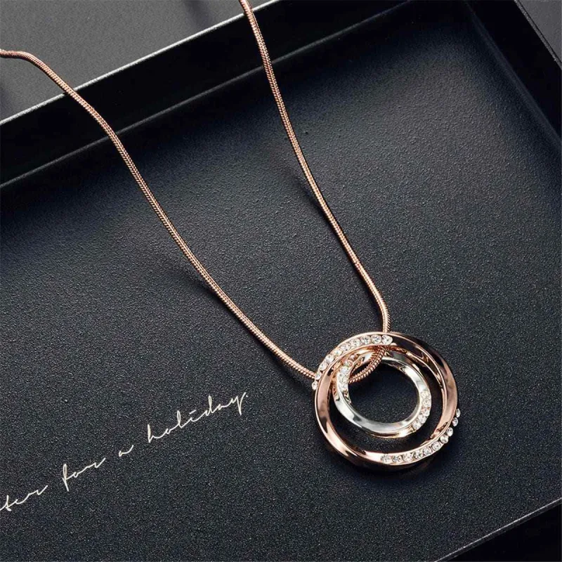Two-Tone & Cubic Zirconia Double-Ring Pendant Necklace & Drop Earrings made by Zulily
