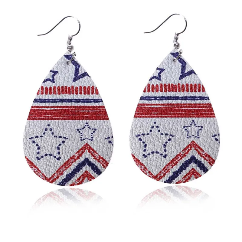 White & Red Polystyrene Geometric Star Teardrop Drop Earrings made by Zulily
