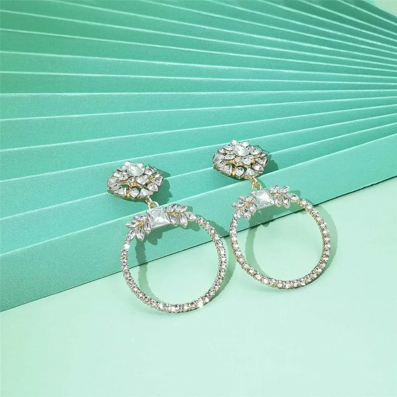 White Crystal & Goldtone Botany Drop Earrings made by Zulily