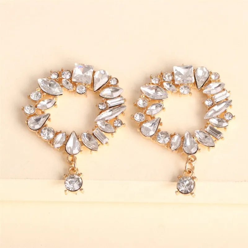 White Cubic Zirconia & Goldtone Round Drop Earrings made by Zulily