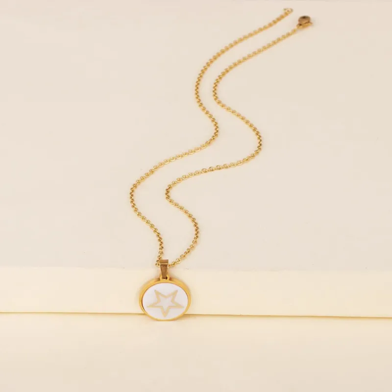 White Resin & Goldtone Star Pendant Necklace made by Zulily