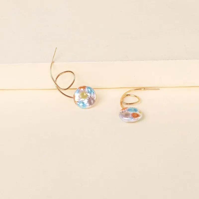 White Floral Pearl & Goldtone Drop Earrings made by Zulily