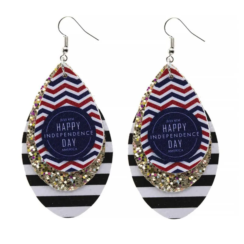 White Polyurethane & Silvertone Glitter '4Th Of July' Drop Earrings made by Zulily