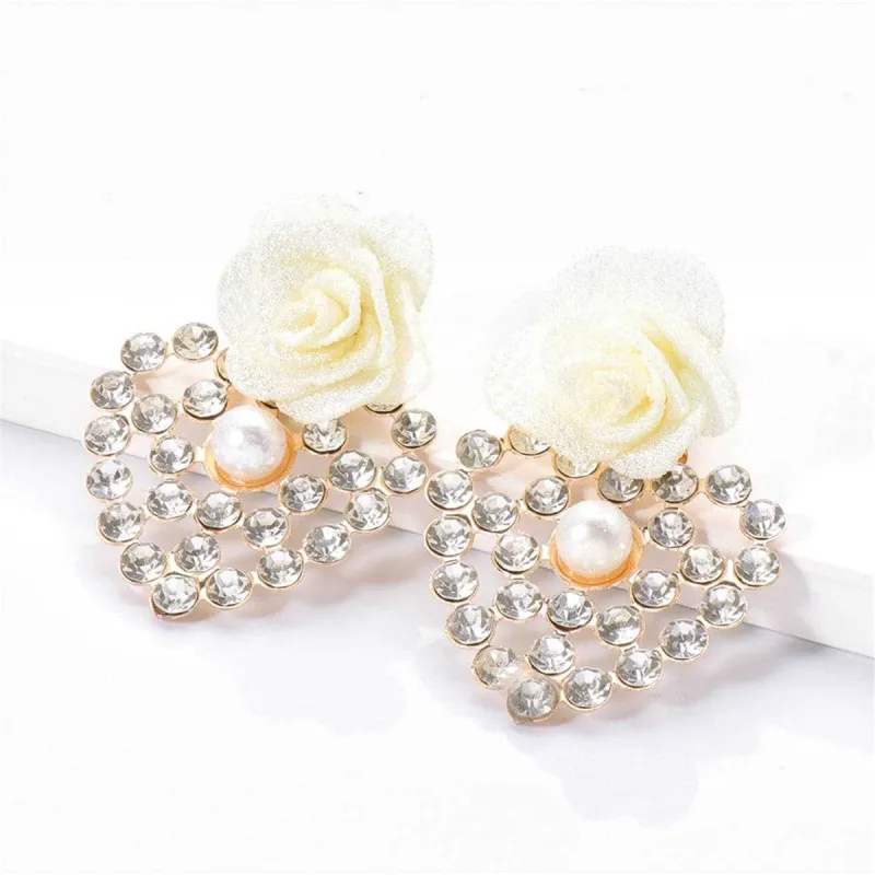 White Lace & Cubic Zirconia Flower Drop Earrings made by Zulily