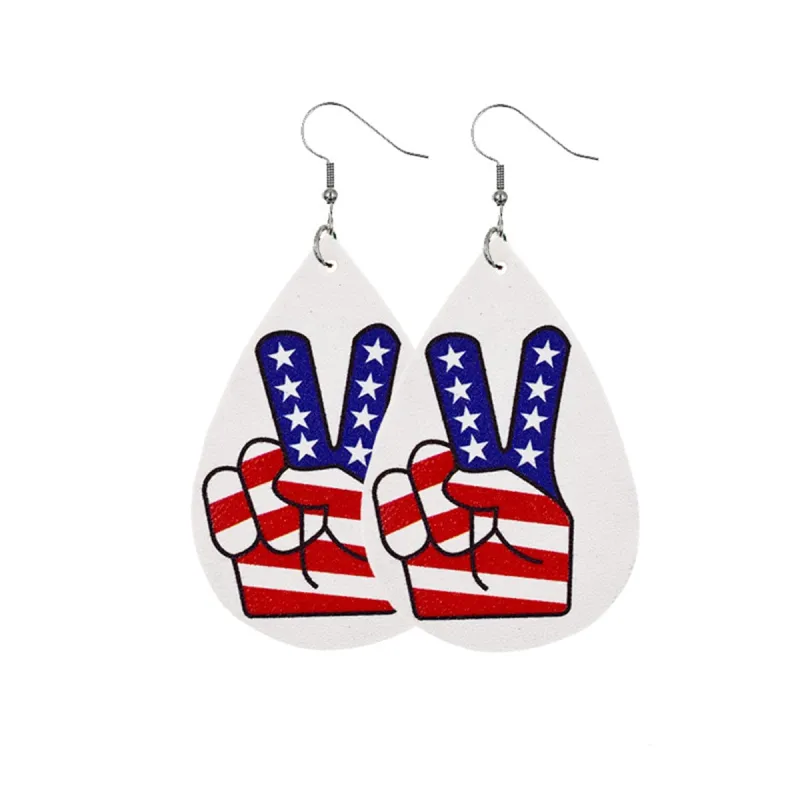 White & Red Polystyrene Patriotic Peace Sign Drop Earrings made by Zulily