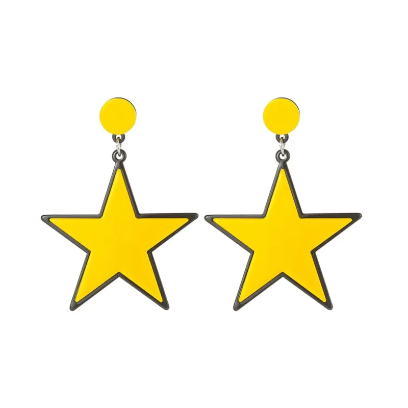 Yellow & Black Star Drop Earrings made by Zulily