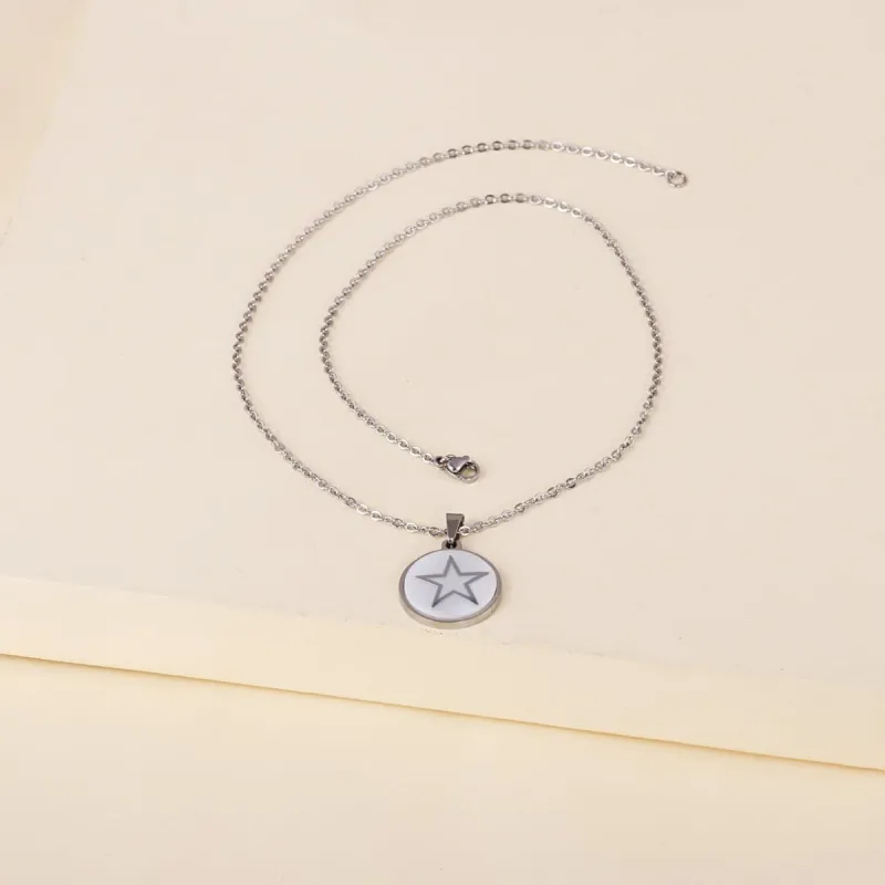 White Resin & Silvertone Star Pendant Necklace made by Zulily