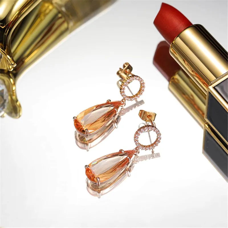 Yellow Crystal & Cubic Zirconia Circle Teardrop Earrings made by Zulily