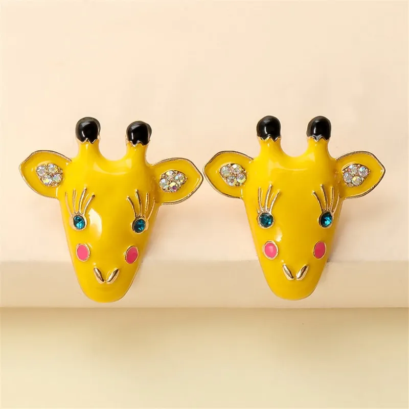 Yellow Enamel & Cubic Zirconia Goldtone Giraffe Stud Earrings made by Zulily