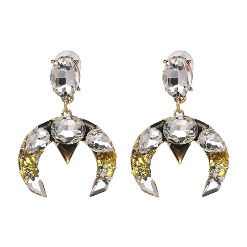 Yellow Crystal Moon Drop Earrings made by Zulily