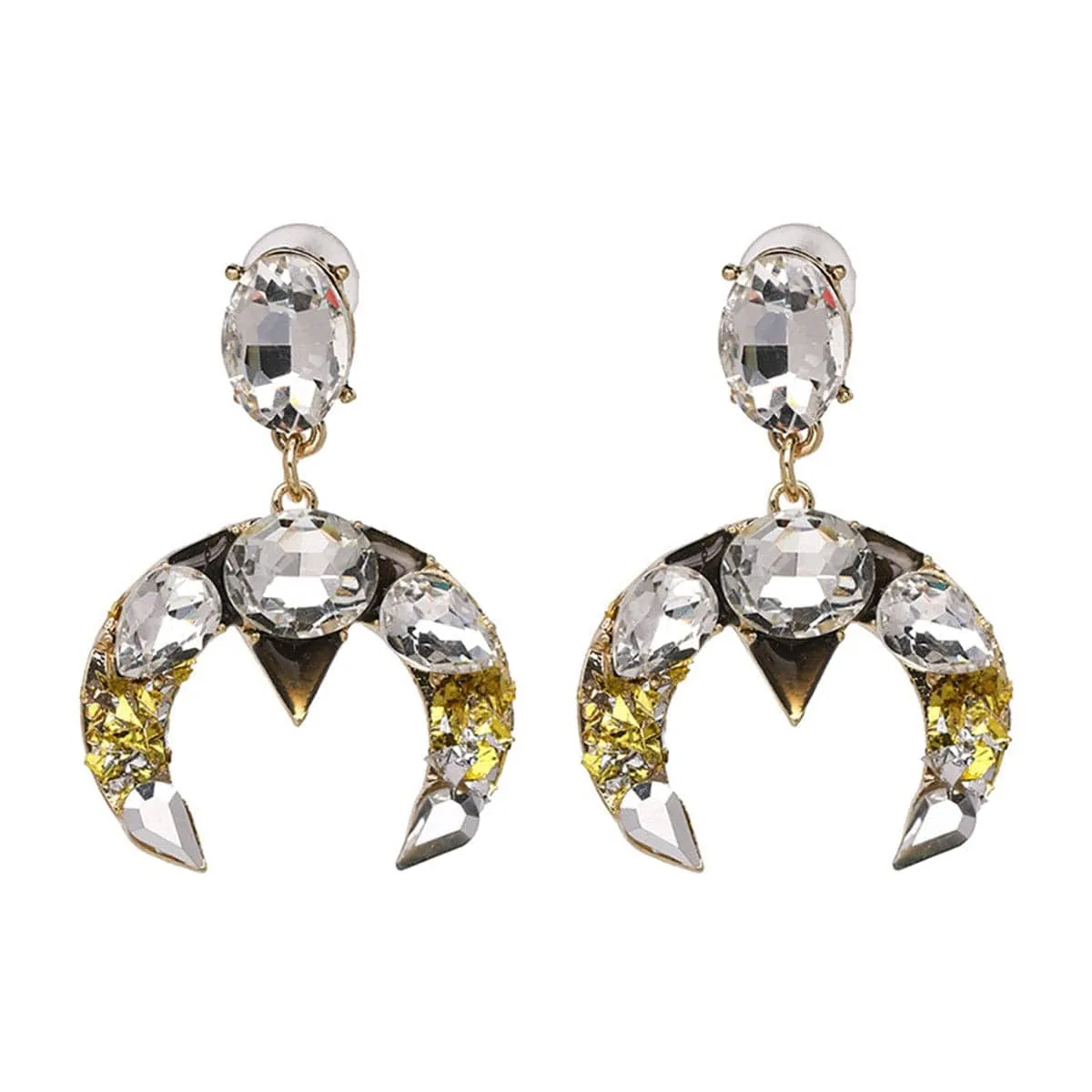 Yellow Crystal Moon Drop Earrings sold by Zulily