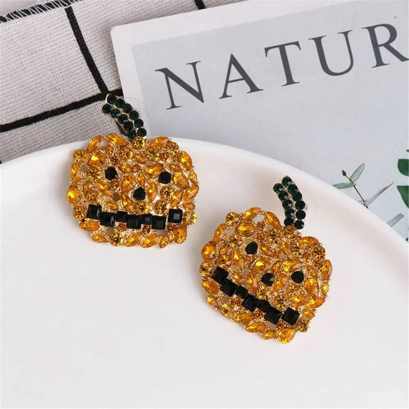 Yellow Crystal & Cubic Zirconia Pumpkin Stud Earrings made by Zulily