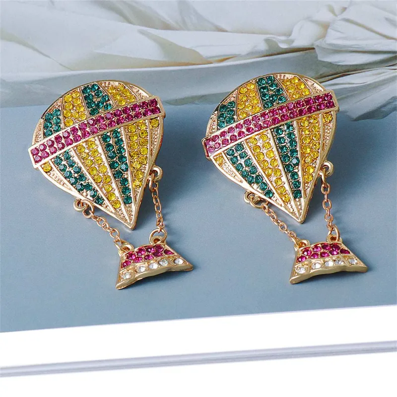 Yellow Cubic Zirconia & Goldtone Hot Air Balloon Drop Earrings made by Zulily