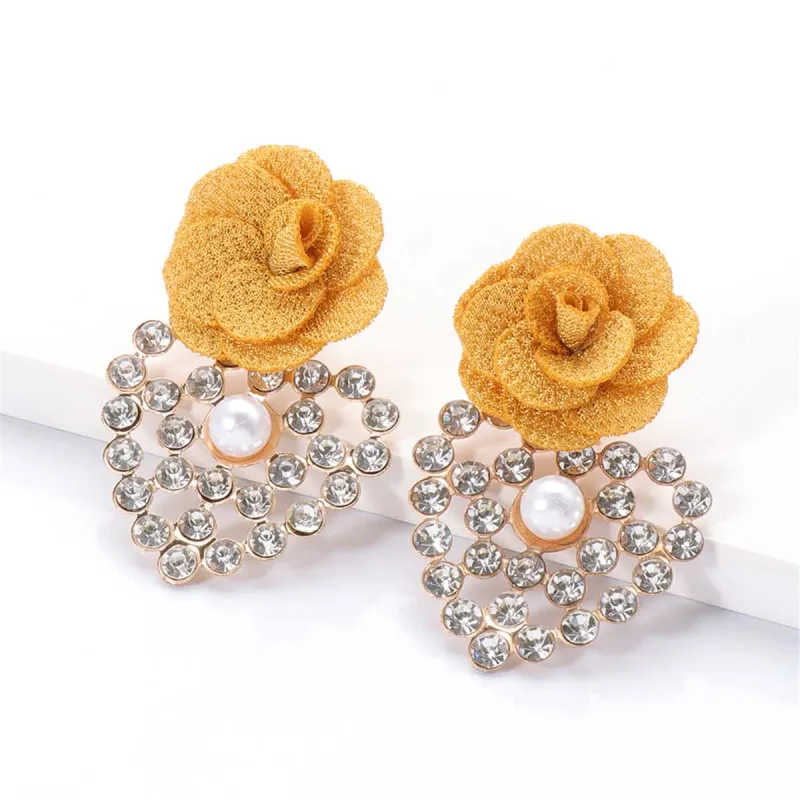Yellow Lace & Cubic Zirconia Flower Drop Earrings made by Zulily