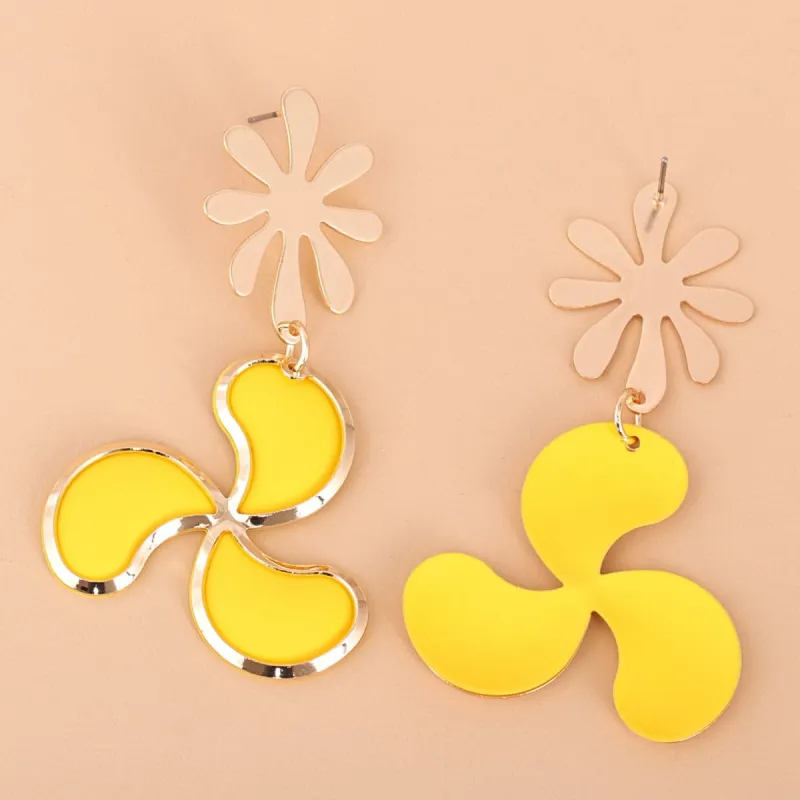 Yellow Enamel & Goldtone Leaf Drop Earrings made by Zulily