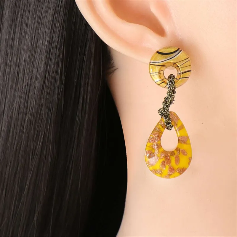 Yellow Resin Abstract Drop Earrings made by Zulily