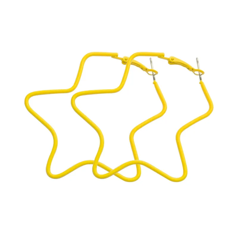Yellow Enamel & Silvertone Star Hoop Earrings made by Zulily