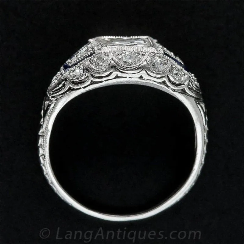 Blue Crystal & Cubic Zirconia Milgrain Ring made by Zulily