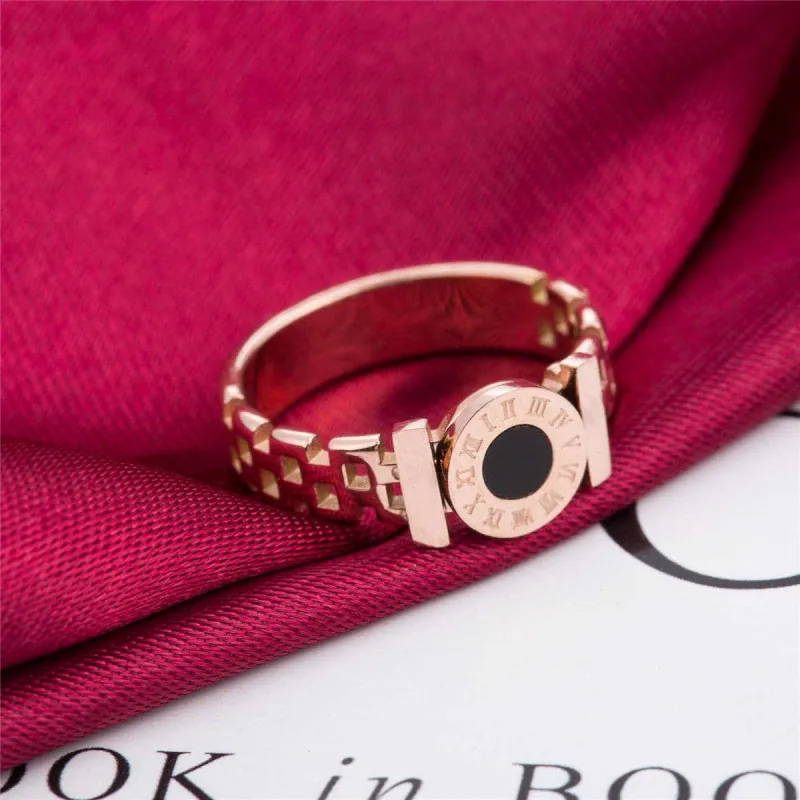 Black Shell & Rose Goldtone Roman Numeral Great Wall Ring made by Zulily