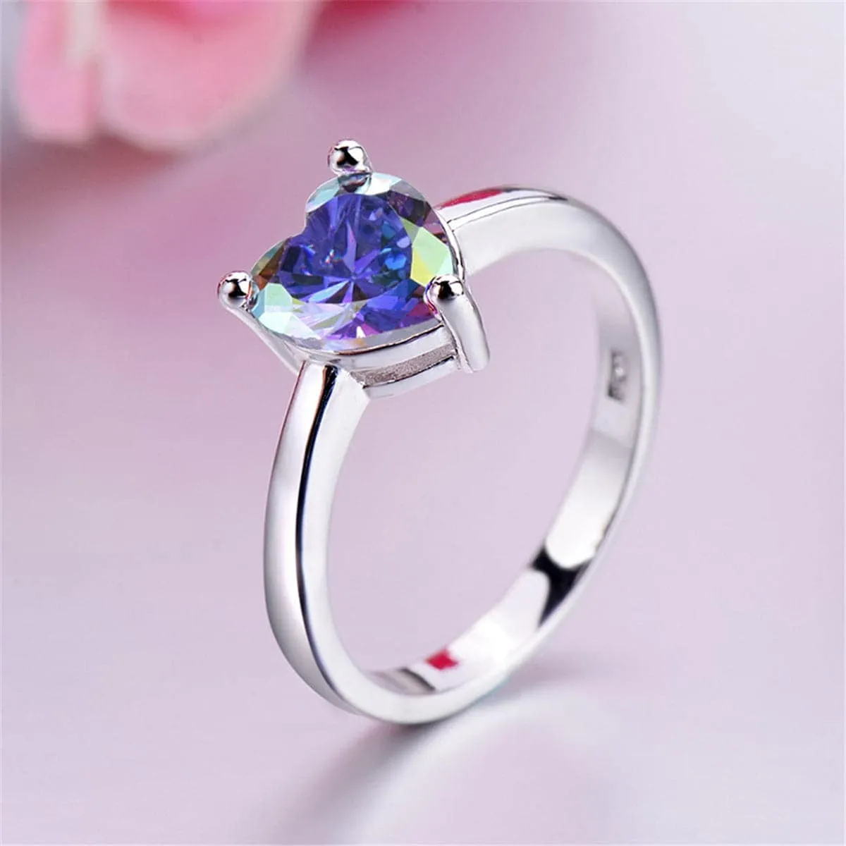 Blue Crystal & Silvertone Heart Ring sold by Zulily product image thumbnail 3