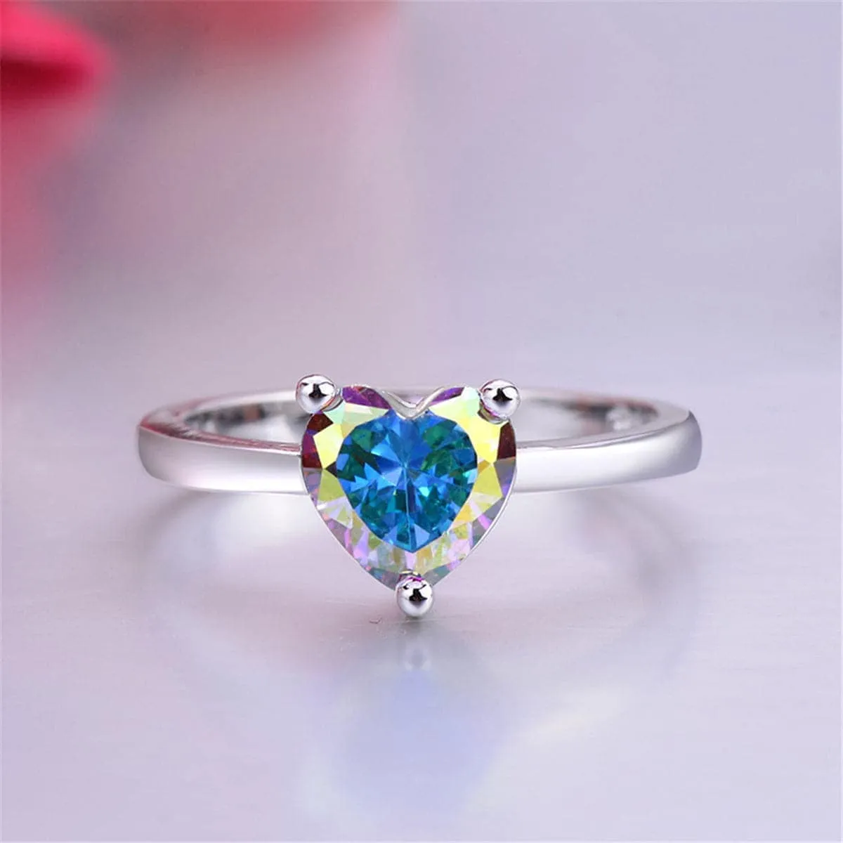 Blue Crystal & Silvertone Heart Ring sold by Zulily product image thumbnail 5