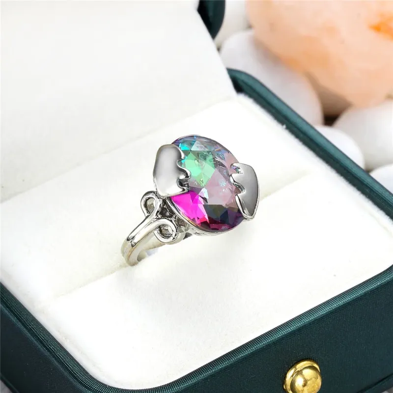 Blue Crystal & Silvertone Cracked Egg Ring made by Zulily