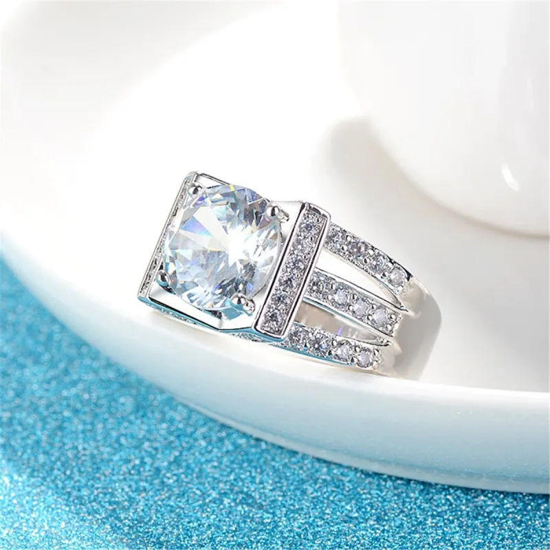 Clear Round Crystal & Cubic Zirconia Silvertone Ring made by Zulily