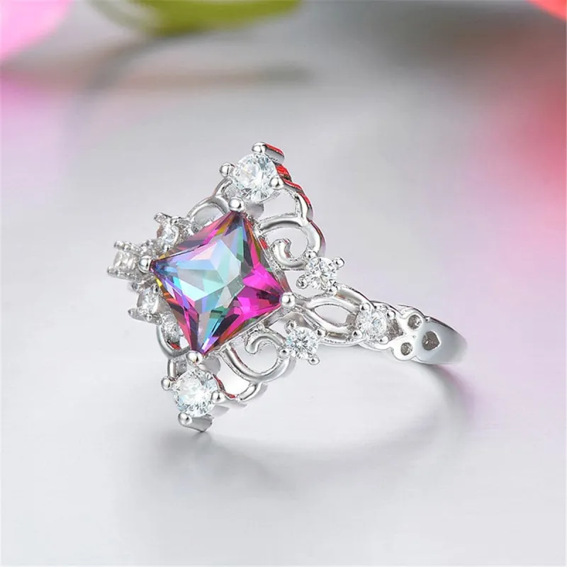 Blue & Pink Crystal Filigree Ring made by Zulily