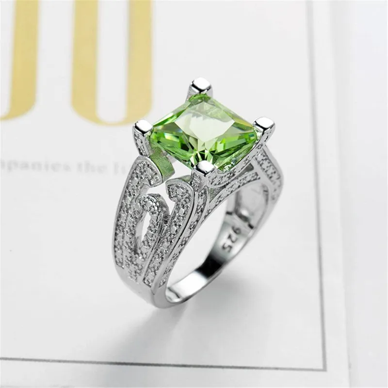 Apple Green Crystal & Silvertone Botany Ring made by Zulily