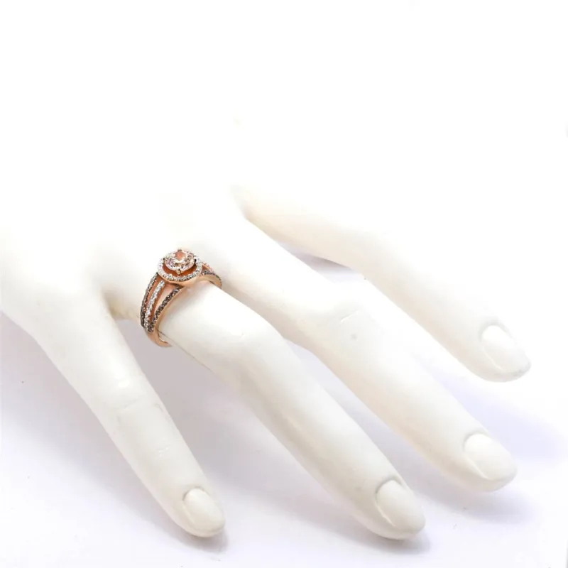 Champagne Cubic Zirconia & Crystal Round-Cut Halo Ring made by Zulily