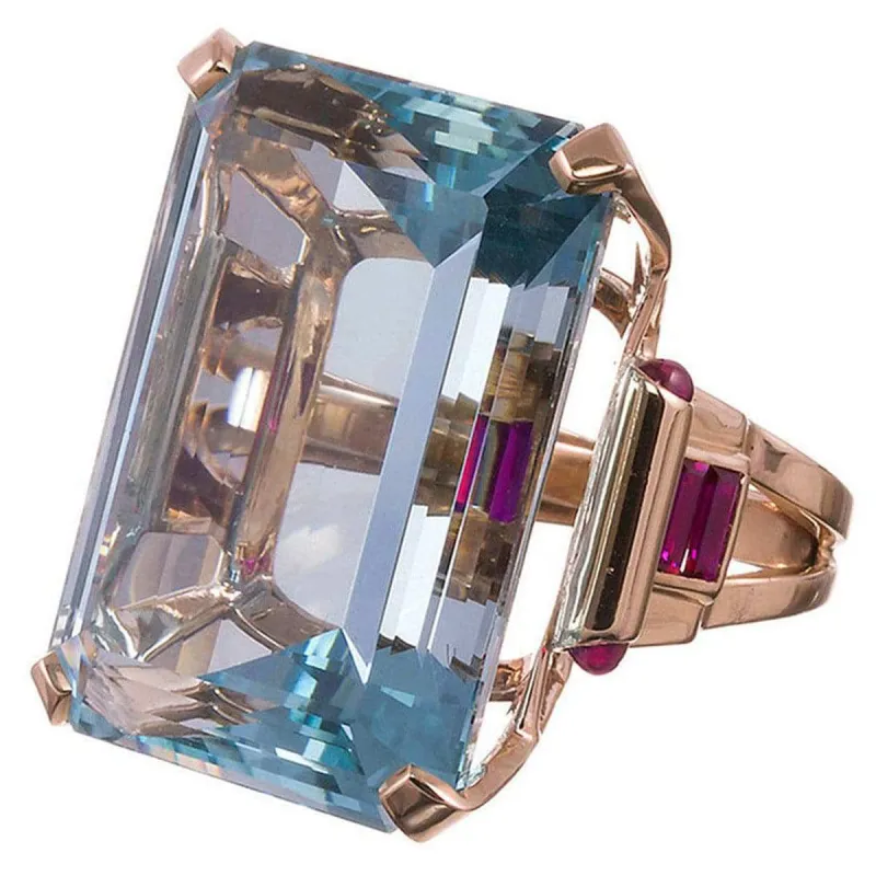 Blue Crystal & Rose Goldtone Princess-Cut Ring made by Zulily