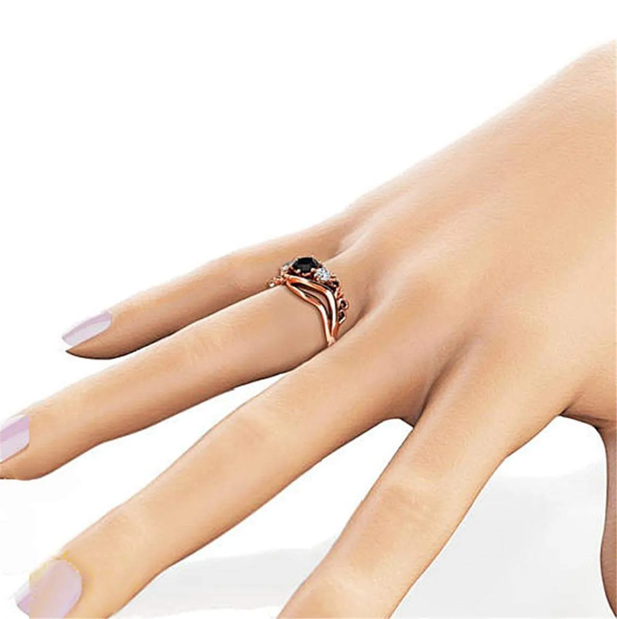 Black & White Cubic Zirconia Round-Cut Eternity Ring sold by Zulily product image thumbnail 3