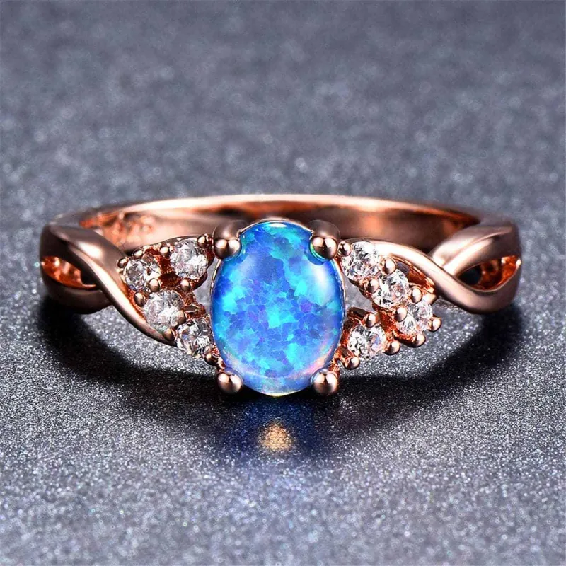 Blue Opal & Rose Goldtone Twist Ring made by Zulily