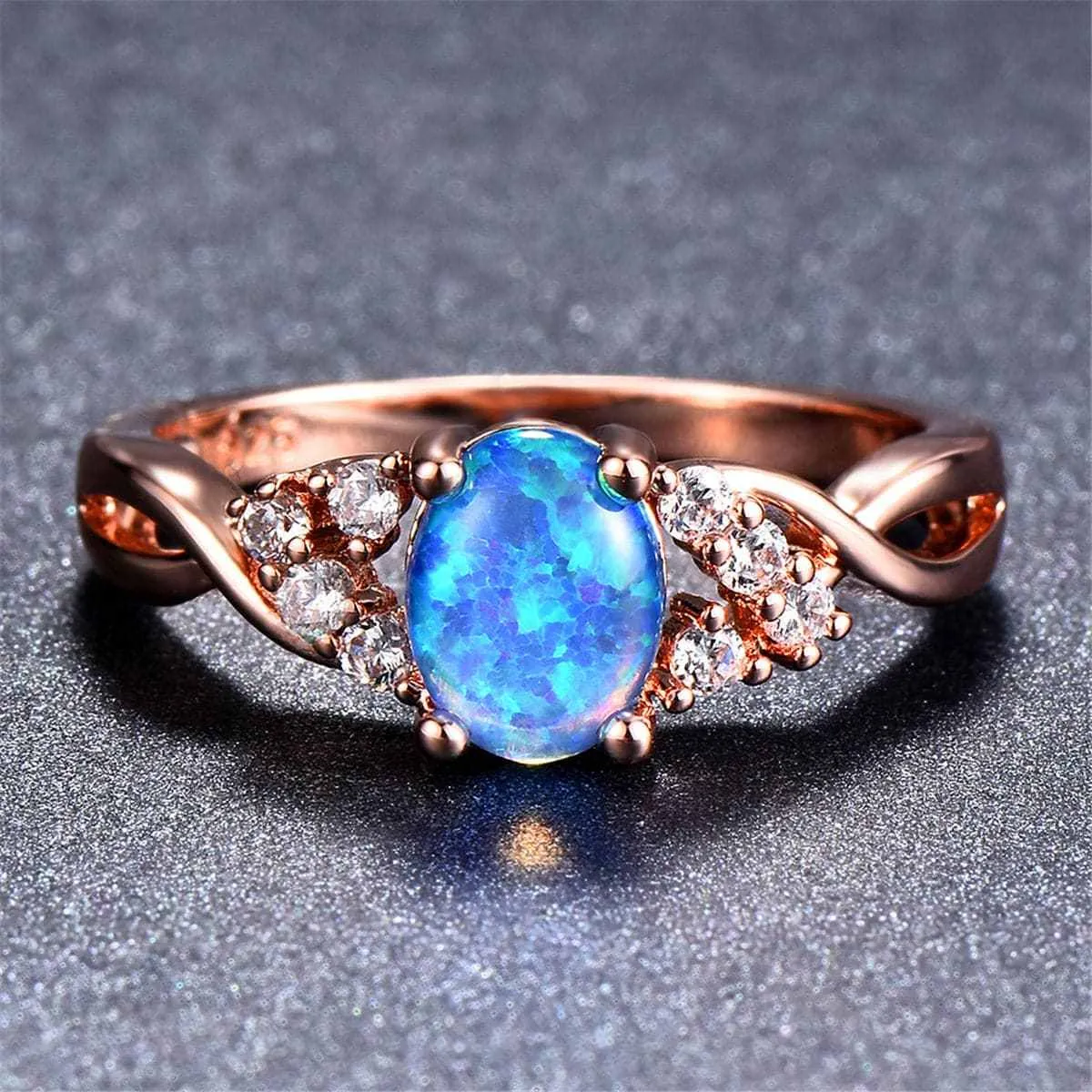 Blue Opal & Rose Goldtone Twist Ring sold by Zulily product image thumbnail 3