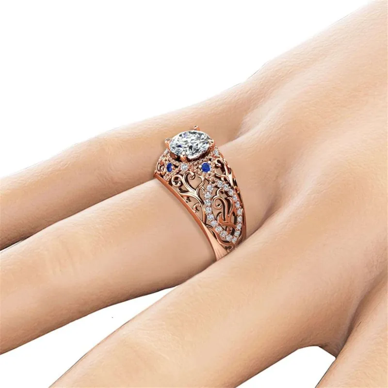 Blue Crystal & Cubic Zirconia Filigree Illusion Cocktail Ring made by Zulily