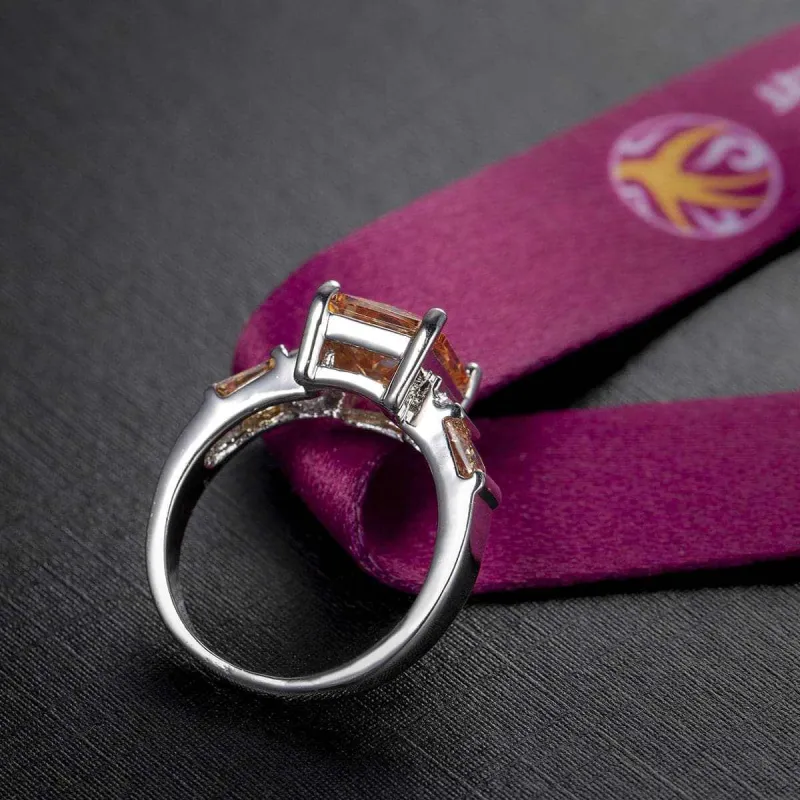 Champagne Crystal & Silvertone Princess-Cut Ring made by Zulily