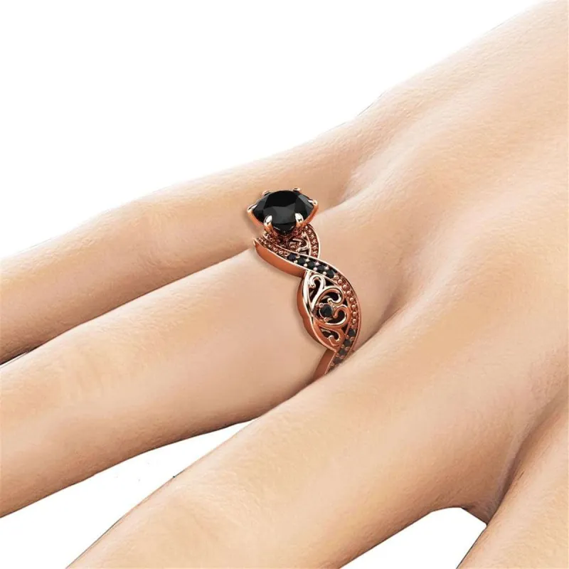 Black Cubic Zirconia & Rose Goldtone Ring made by Zulily