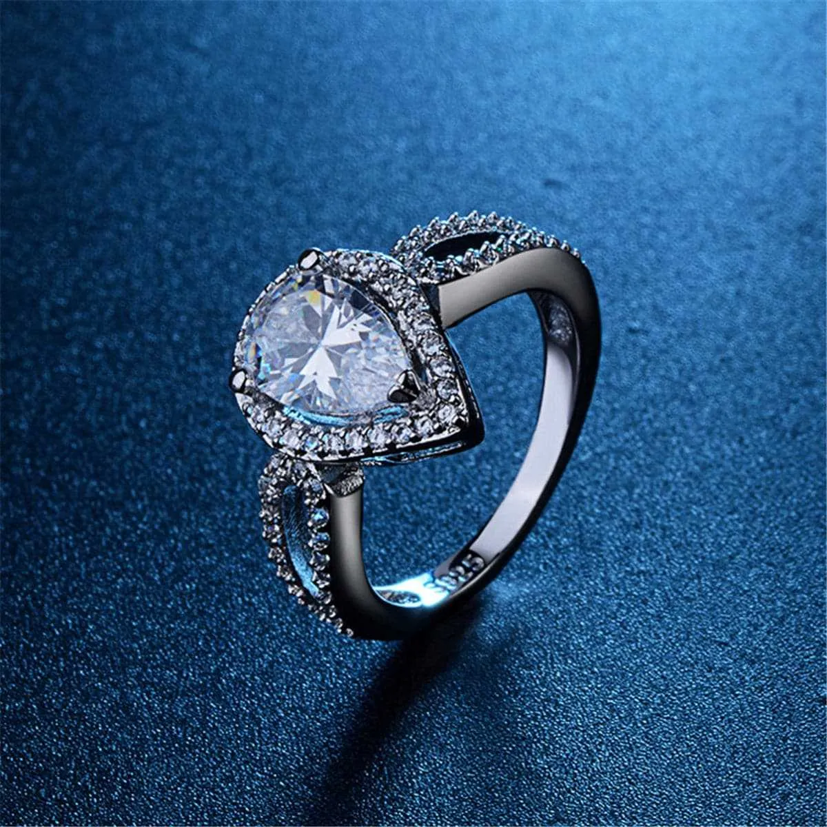 Crystal & Cubic Zirconia Teardrop Halo Ring sold by Zulily product image thumbnail 2