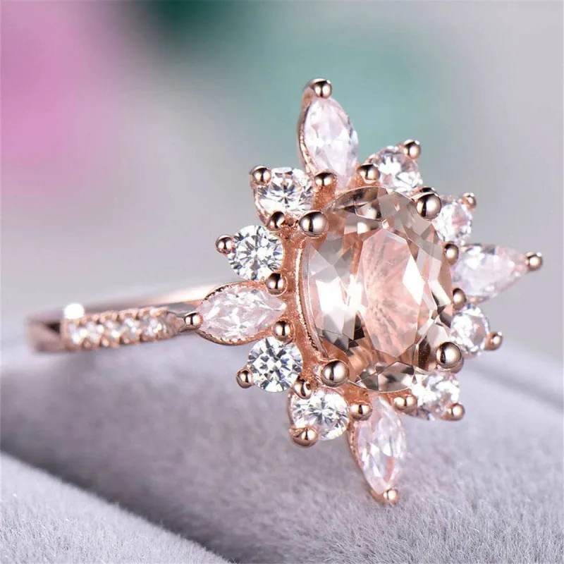 Champagne Crystal & Cubic Zirconia Floral Ring made by Zulily