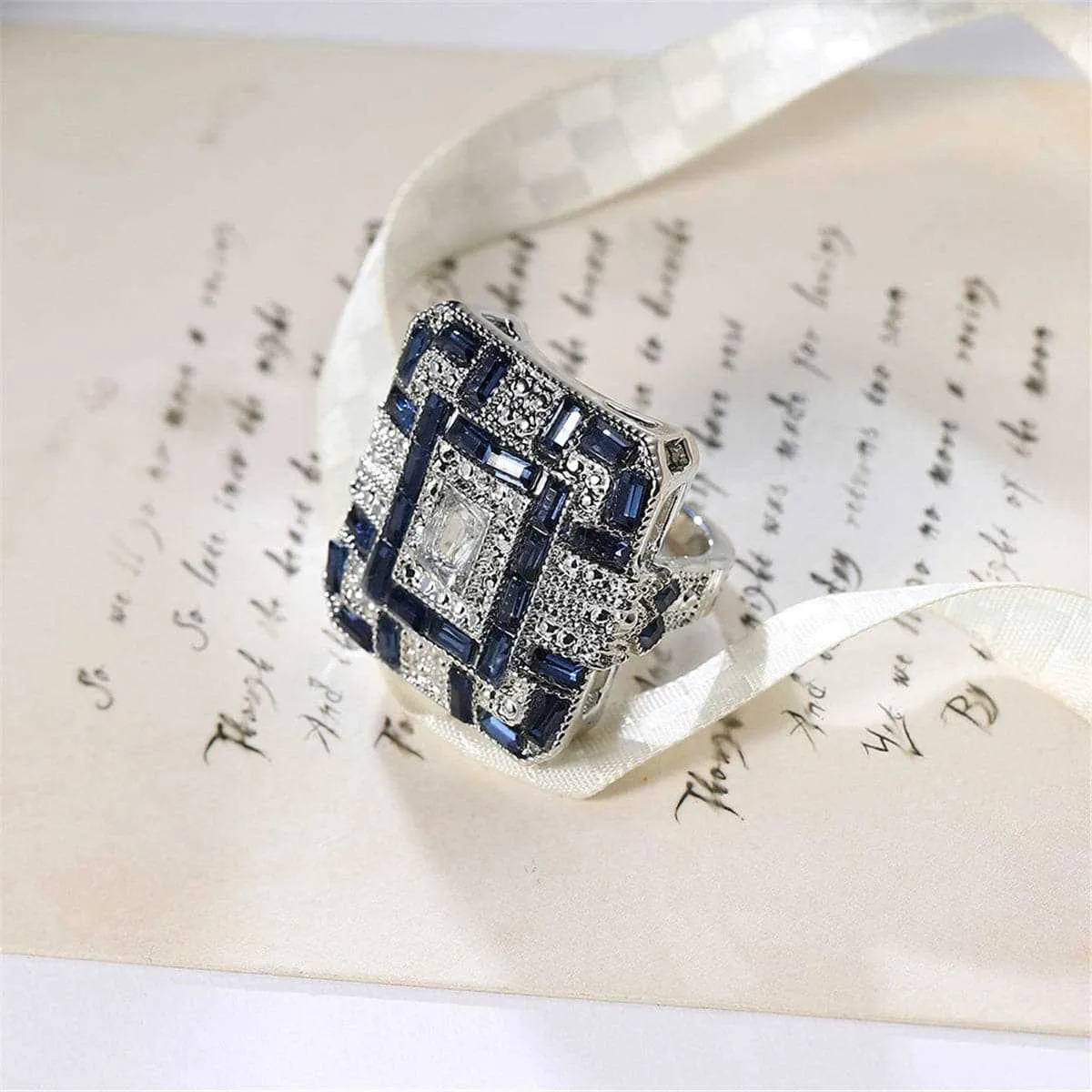 Blue Crystal & Cubic Zirconia Square Block Ring sold by Zulily product image thumbnail 4