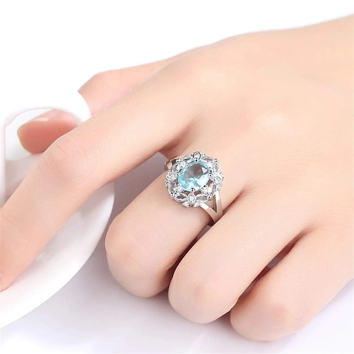 Blue Crystal & Cubic Zirconia Ornate Oval-Cut Ring sold by Zulily product image thumbnail 2