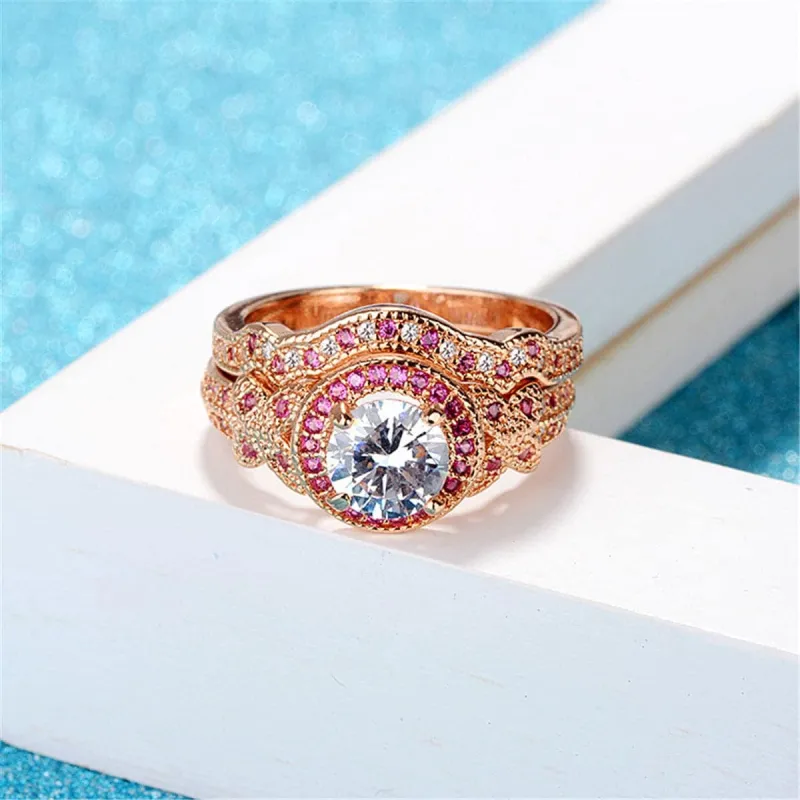 Clear Crystal & Red Cubic Zirconia Hola Ring Set made by Zulily