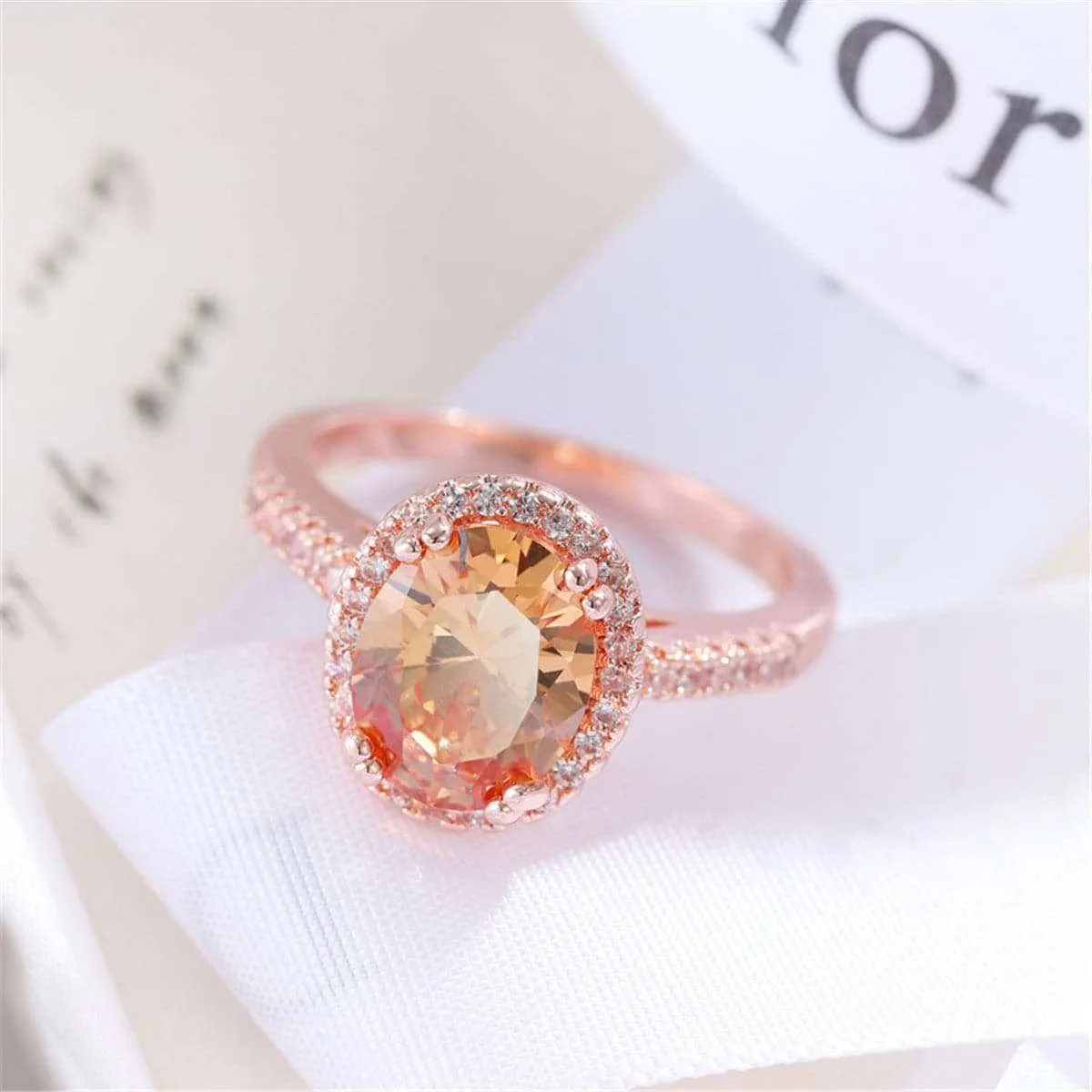 Champagne Crystal & Cubic Zirconia Oval Channel Ring sold by Zulily