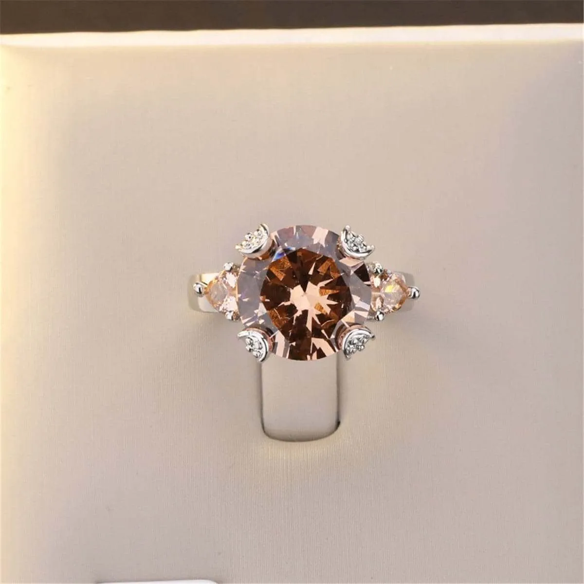 Champagne Crystal & Silvertone Oval-Cut Ring sold by Zulily product image thumbnail 2